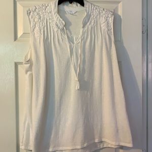 White Embroidered Tank